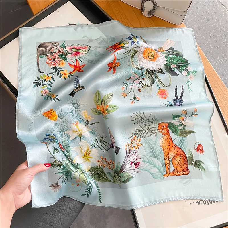 

Женский шарф для волос с модным принтом, квадратные шарфы из 100% натурального шелка, шейный платок на запястье, женский шейный платок