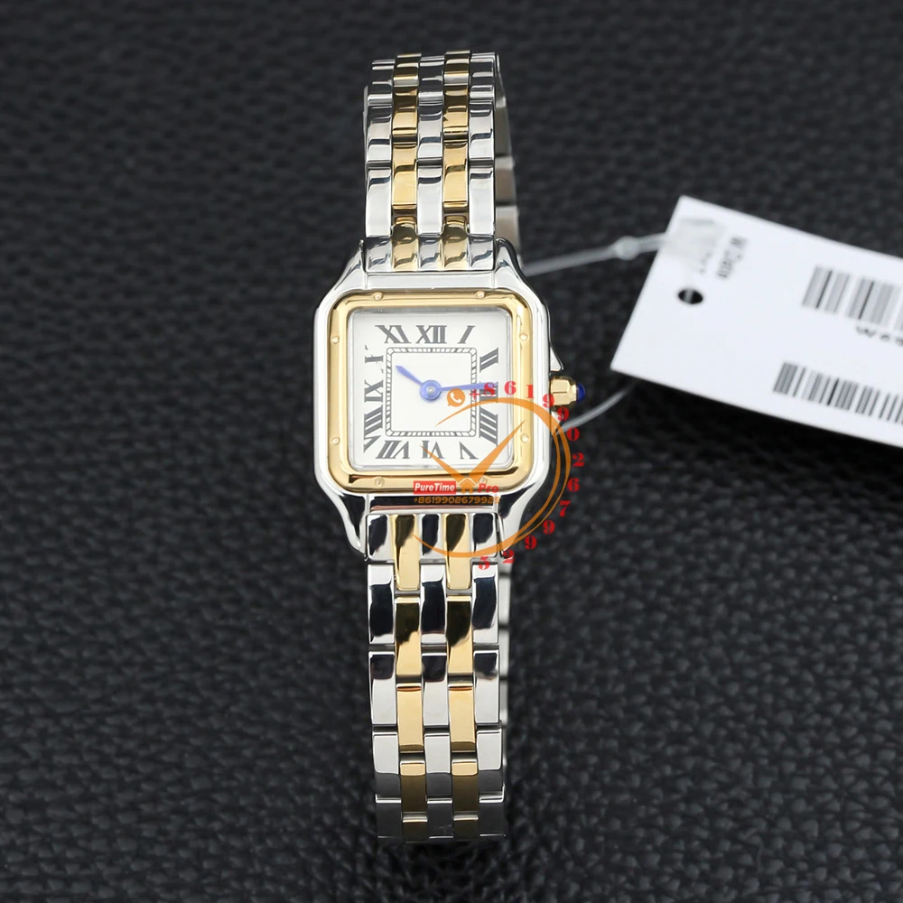 

W2PN0006 Swiss Quartz Ladies Watch Womens 22mm Two Tone Yellow Gold White Roman Dial Steel Bracelet Reloj Hombre Montre Homme