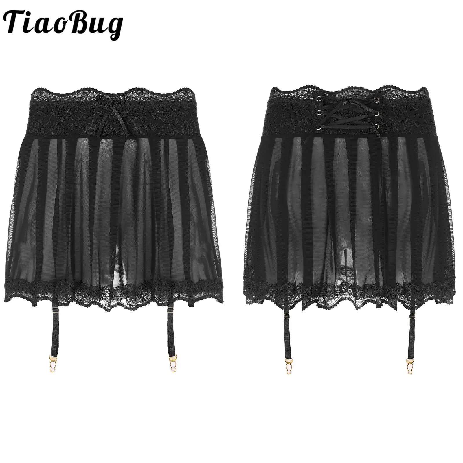 

Мини-юбка Мужская Прозрачная кружевная с оборками на спине