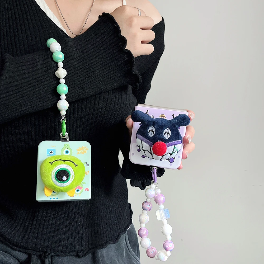 Милый чехол Michaels wazowheaven Anpanmans с браслетом для телефона Samsung Galaxy Z Flip 3 4 5 6 5G PC Hard Back