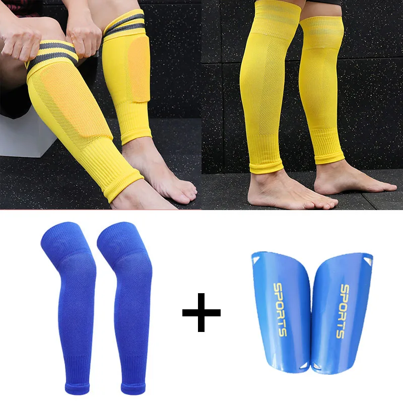 

1 Set Elastic Soccer Shin Guards Football Calf Socks Over Knee Leg Protector Socks Warmers Footless Calf Cover Leg Brace Sleeves