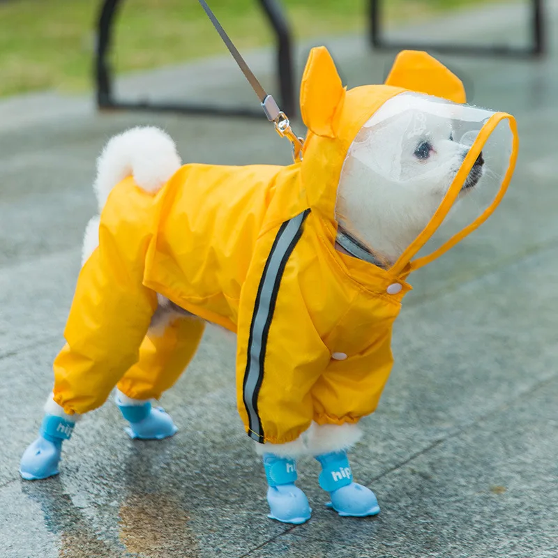 S Teddy Four -legged Puppy And Small Dog Rain Clothes Dog Raincoat Waterproof