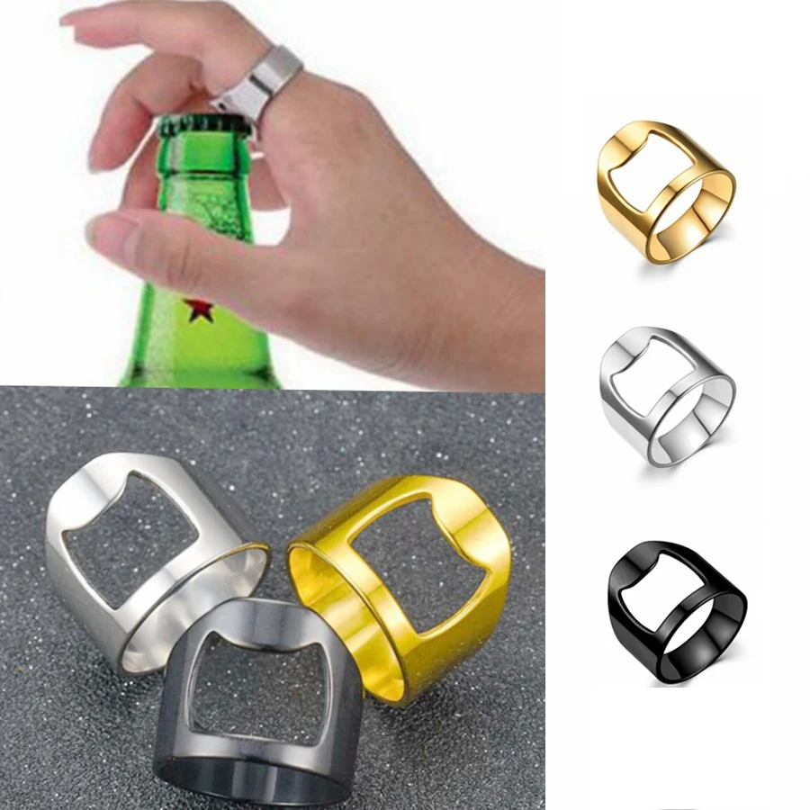 

1Pc Portable Beer Opener Bottle Opener Stainless Steel Modern Finger Ring Openers Kitchen Tool Gadgets for Home Bar Supply Tools