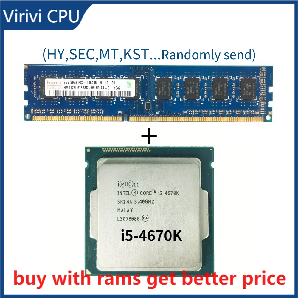 

DDR3 2G 1333Mhz with i5 4670K Processor 3.4GHz 6MB Socket LGA 1150 Quad-Core CPU SR14A i5-4670K