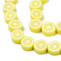 10 strands fruit beads yellow lemon slice polymer clay beads spacer beads for jewelry making diy bracelet necklace accessories