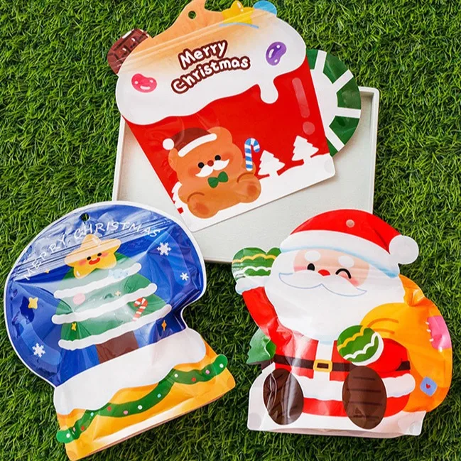 10 штук 2025 Санта - Клаус Снеговик печать печенье закуски кондитерские пакеты