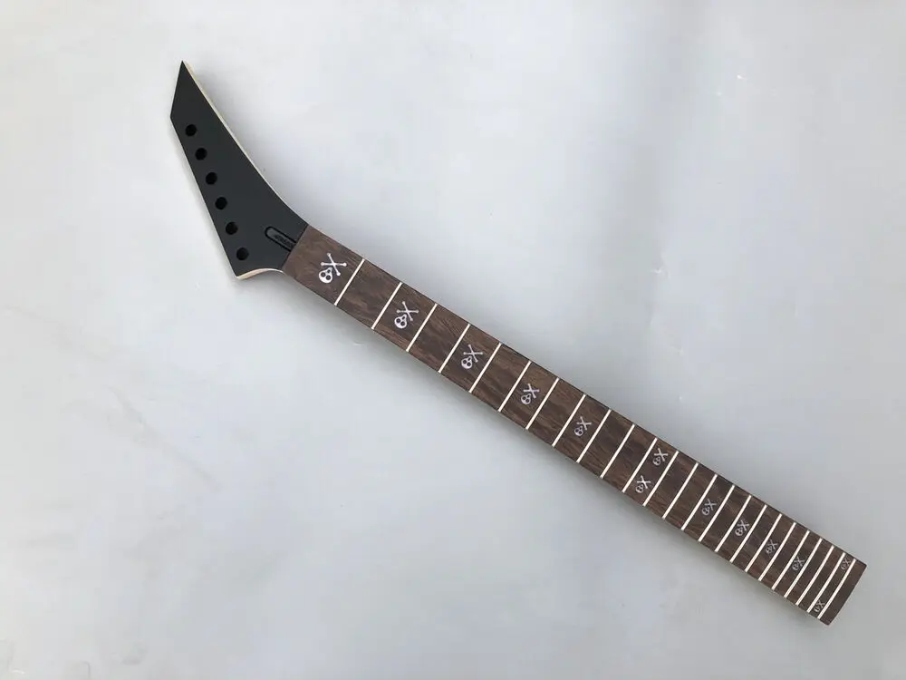 

Гриф для кленовой гитары Yinfente, 24 лада, 25,5 дюйма, подставка из розового дерева, фиксирующая гайка, инкрустация черепом