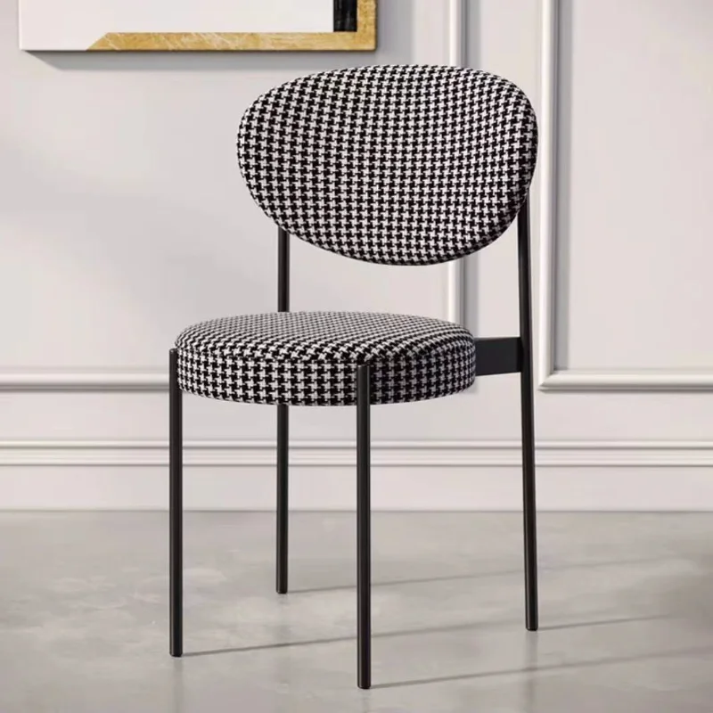 

Nordic Home Dining Chair Creative Leisure Restaurant Chair Houndstooth Dressing Stool Light Luxury Minimalist Home Furniture