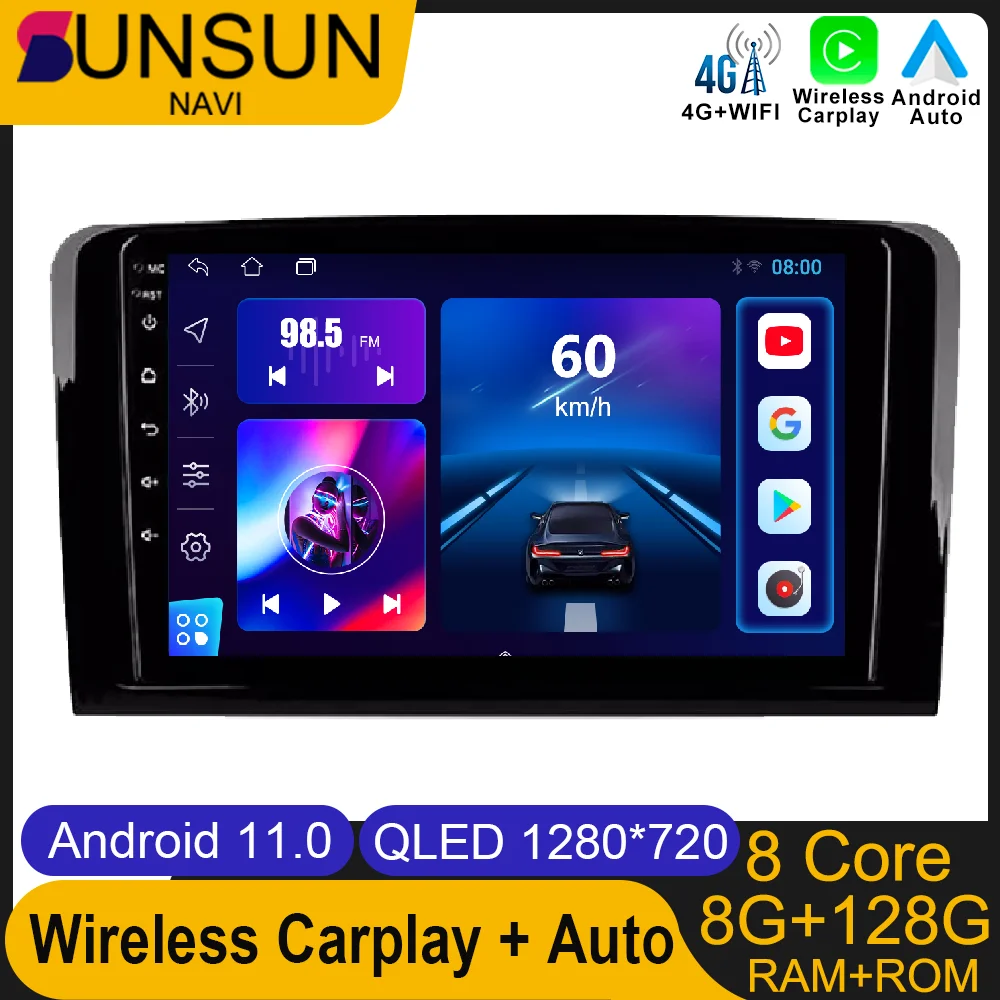 Android 11 для Mercedes Benz ML GL ML350 GL320 X164 2005 - 2009 автомобильное радио стерео беспроводное