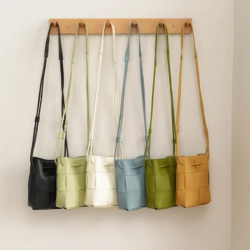 Модная женская тканая сумка для мобильного телефона из искусственной кожи