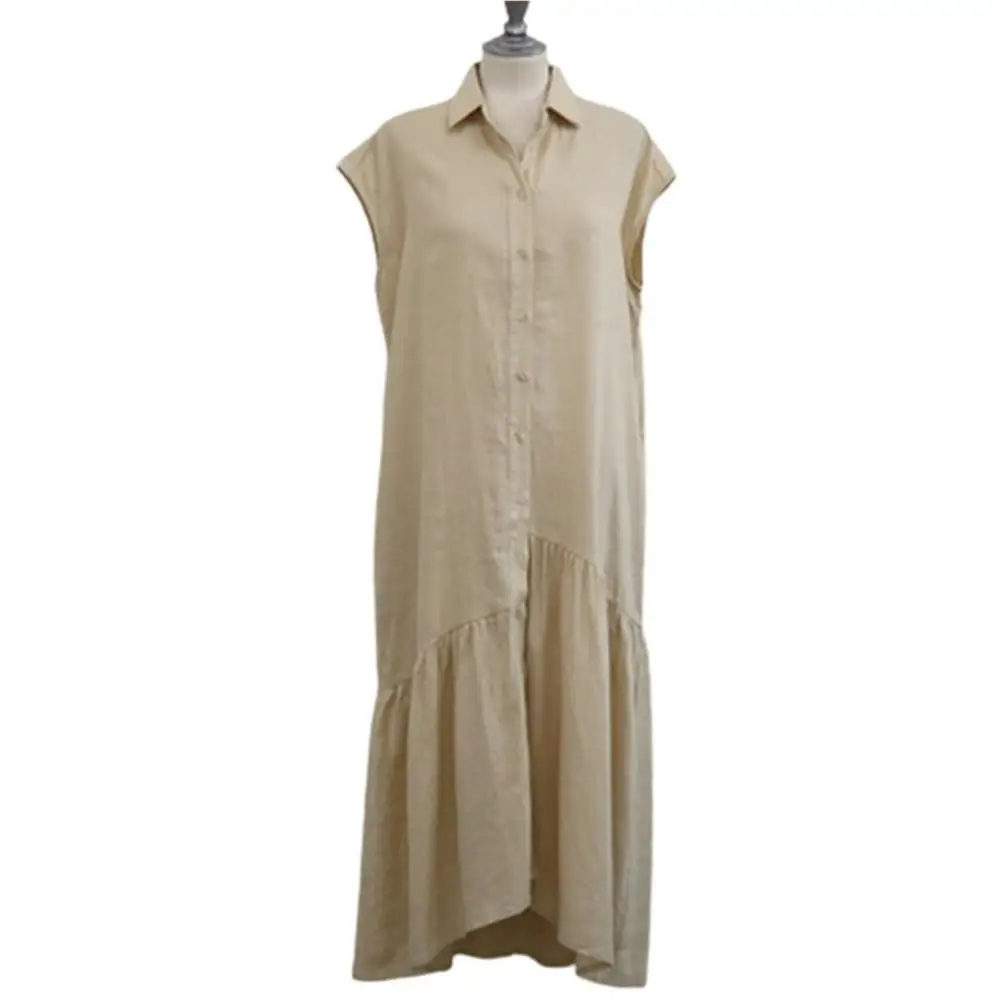 

Длинное платье, дышащее женское платье, тонкое универсальное очаровательное женское однотонное длинное платье-рубашка