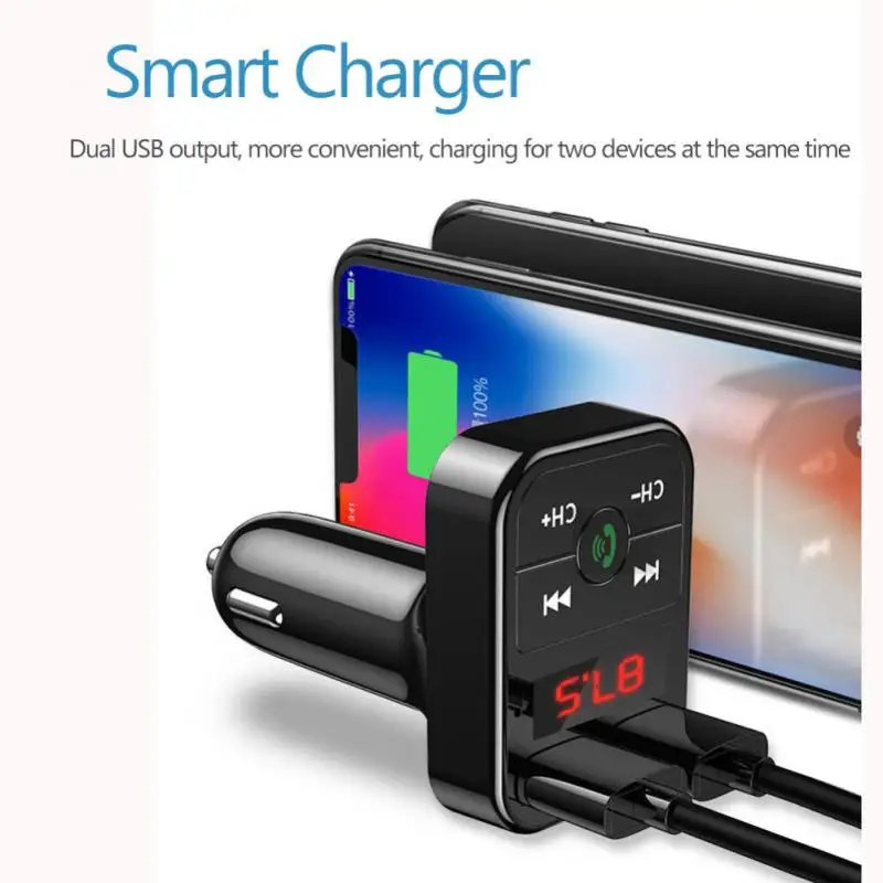 

U Disk Power Adapter Dual Usb Fm Transmitter Tf Card Mp3 Player 2023 Mp3 Music Wireless Car Charger 2.1a Mini