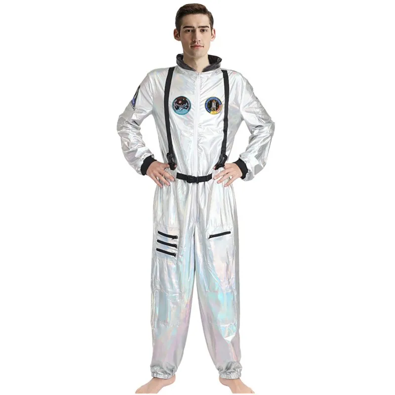 

Halloween Silver Alien Spaceman Cosplay Jumpsuit Carnival Party Pilot Astronaut Fancy Costume