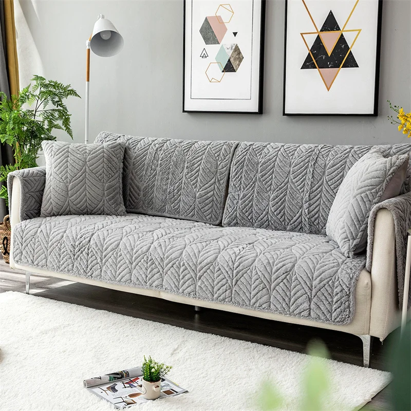 

Скандинавский утолщенный плюшевый чехол для дивана, пушистый теплый чехол для дивана, нескользящий чехол для дивана в гостиную, защита сиденья, домашний декор