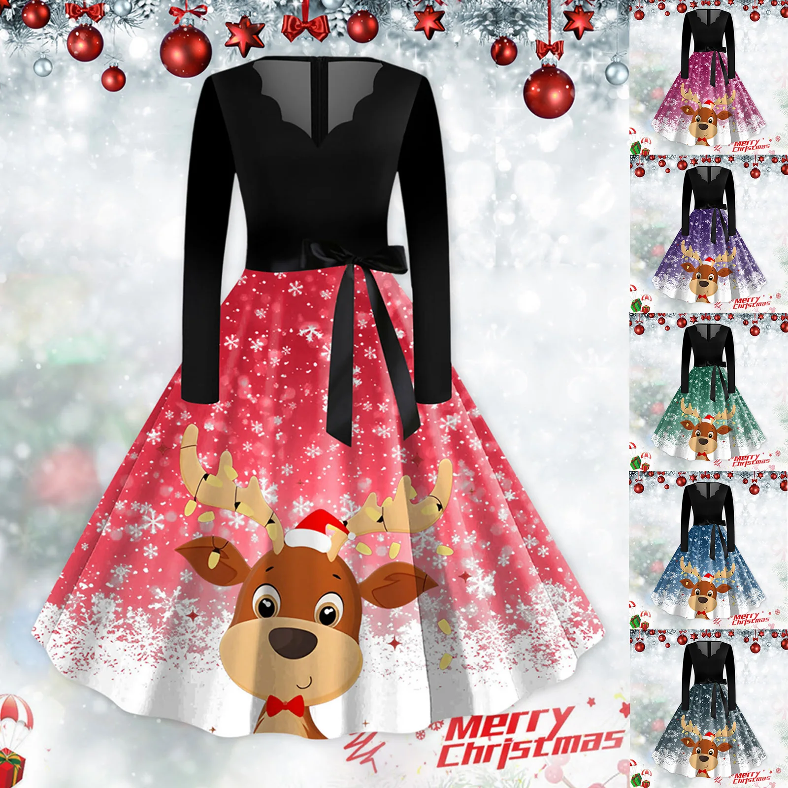 

Женское винтажное коктейльное платье с круглым вырезом и длинным рукавом