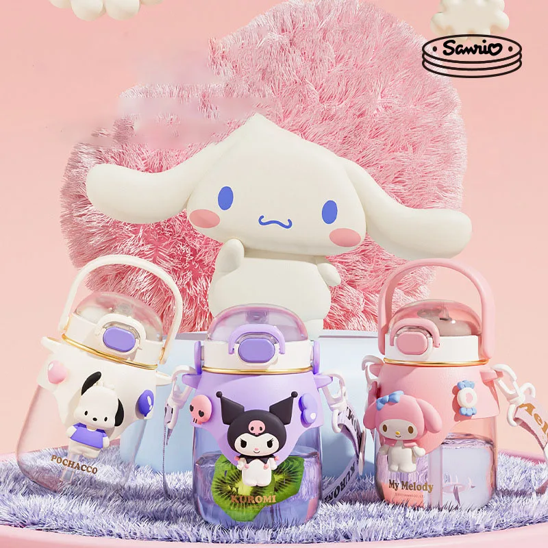 

Kawaii Sanrioed My Melody Cinnamoroll Kuromi Аниме периферийные устройства для студентов большой емкости соломенная чашка Милая мультяшная летняя чашка для во...