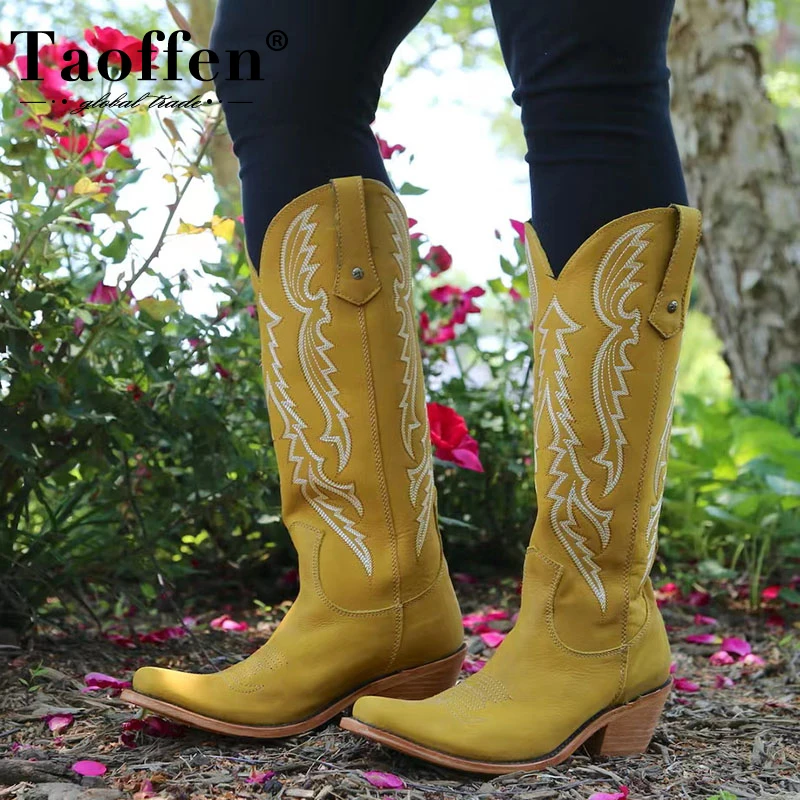 

Taoffen/Большие размеры 35-48; Высокие зимние сапоги; Новое поступление 2022 года; Винтажная женская обувь с вышивкой; Повседневная модная обувь