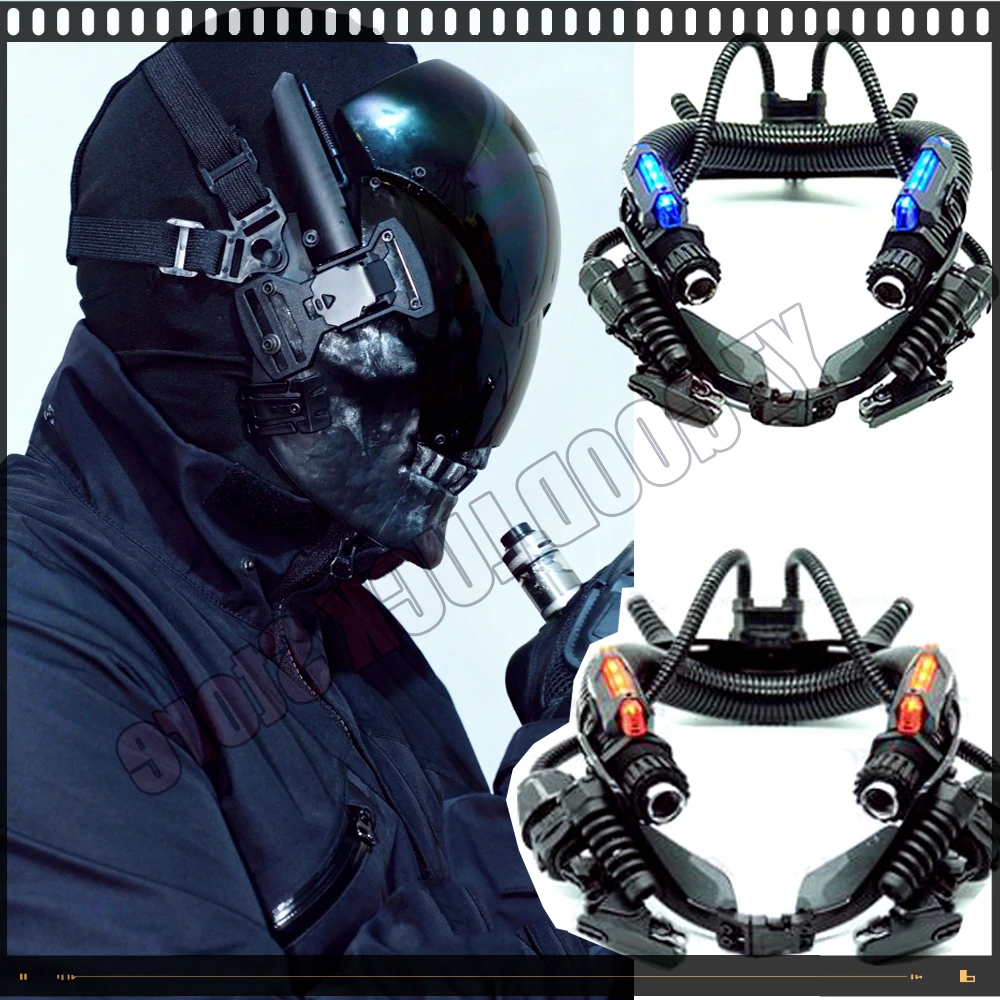 Bar Disc Jockey Demon Necklace Toy Decoration Cyber HD Masks Cosplay Costume Knight Gloves Black Punk Masks Halloween Carnival