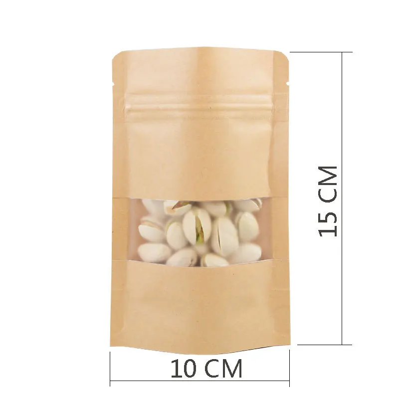 

10x15 см стоьте вверх мешок сумки, крафт-мешок с выемкой разрыва и матовым окном, тепло герметичный замок на молнии мешок для хранения еды