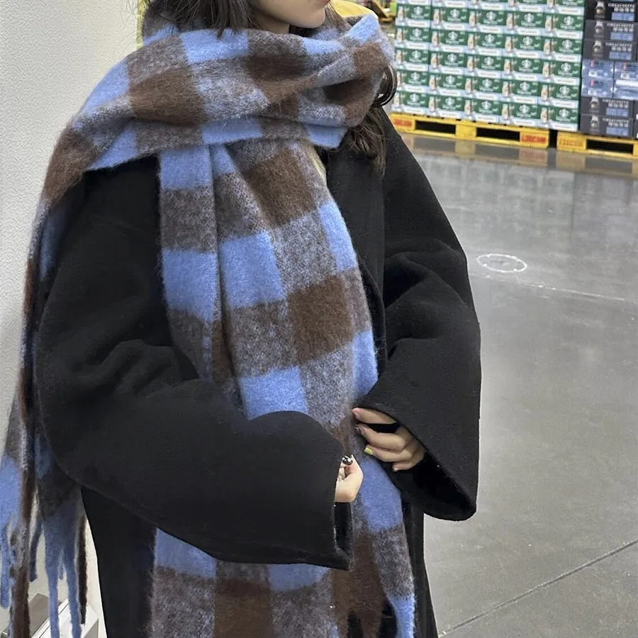 Женский зимний высококачественный мохеровый шарф Универсальный теплый