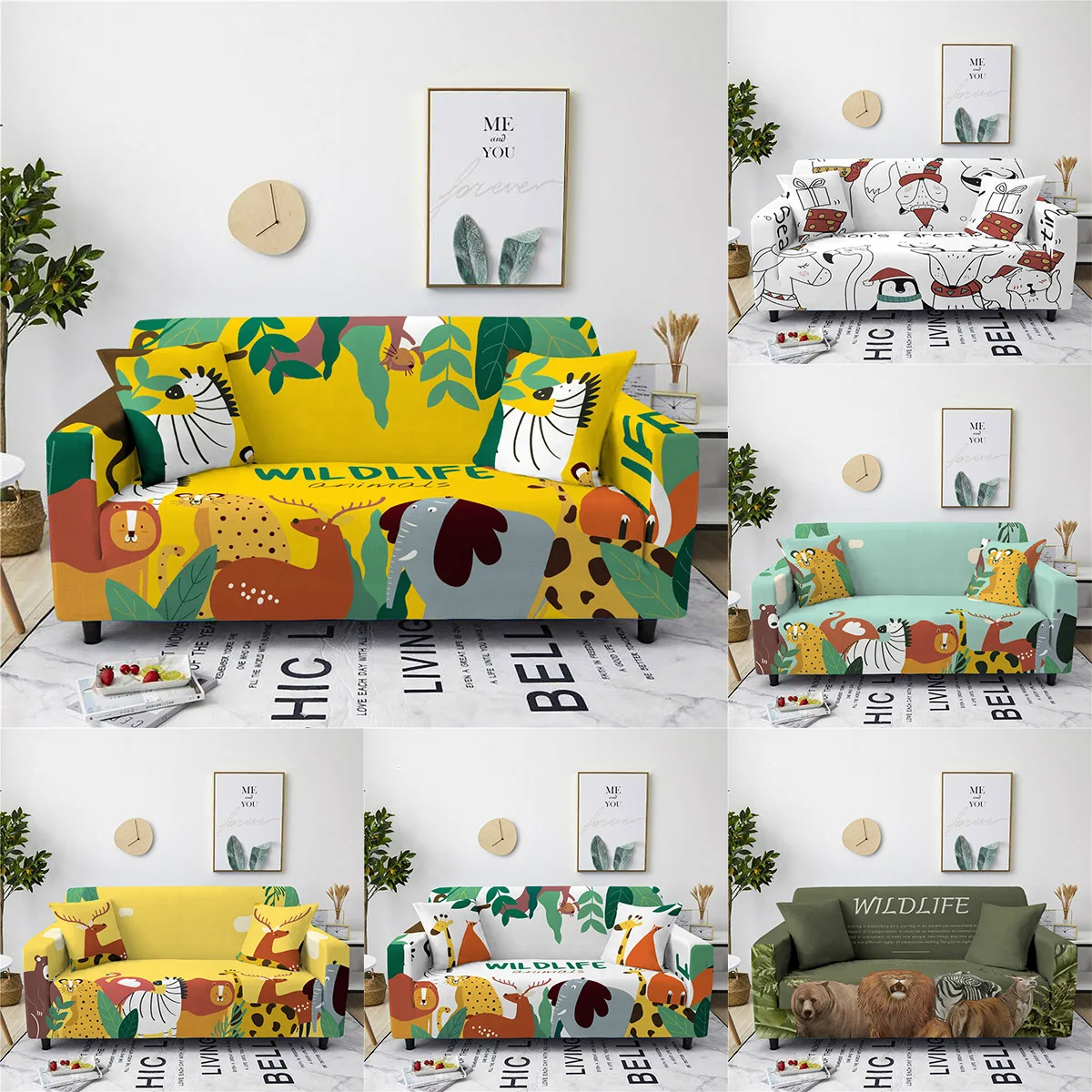 

Пылезащитный чехол для дивана с мультипликационным животным, чехол в Европейском стиле, чехол для дивана с защитой от грязи, чехол для гости...