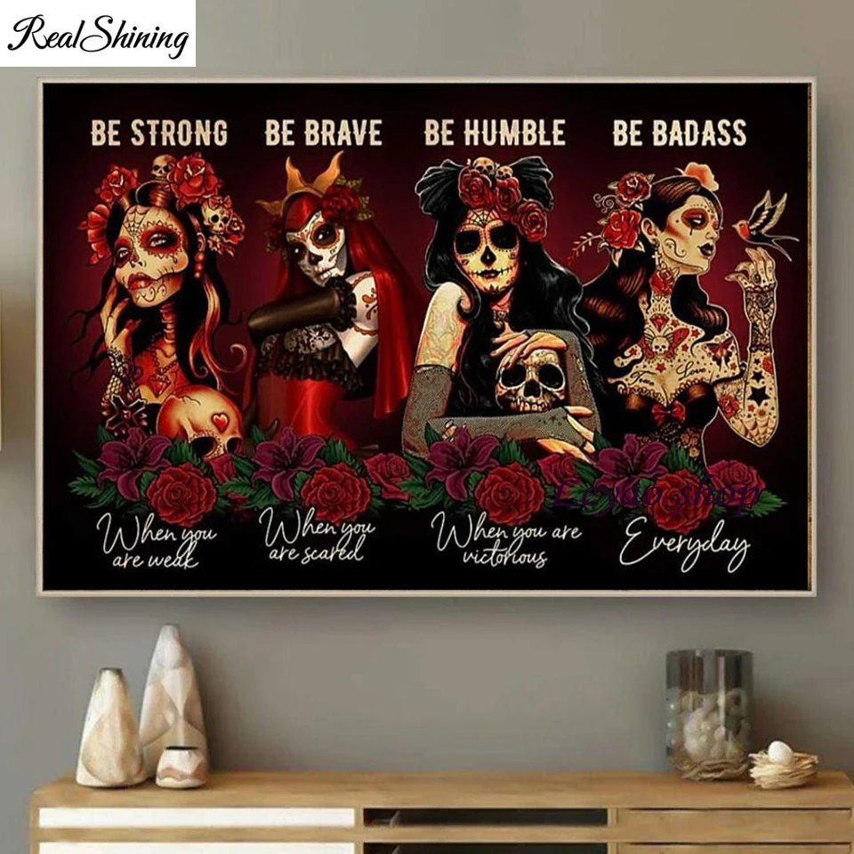 

Будьте сильными, когда вы слабые, сделай сам, алмазная живопись, сахарный череп, День мертвых, полностью Алмазная мозаика, наборы для вышивки...