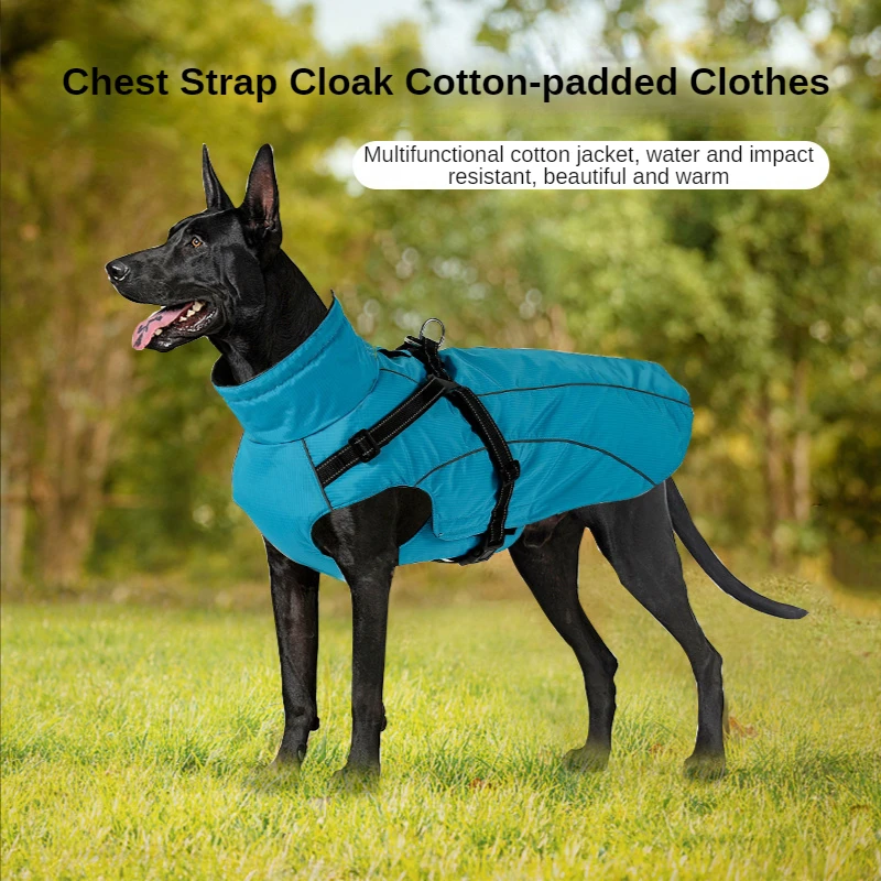 

Autumn and Winter New Dog Chest with Cape Cotton Clothing Warm Clothes Rocking Fleece Waterproof Alaskan Dog Cotton Clothing