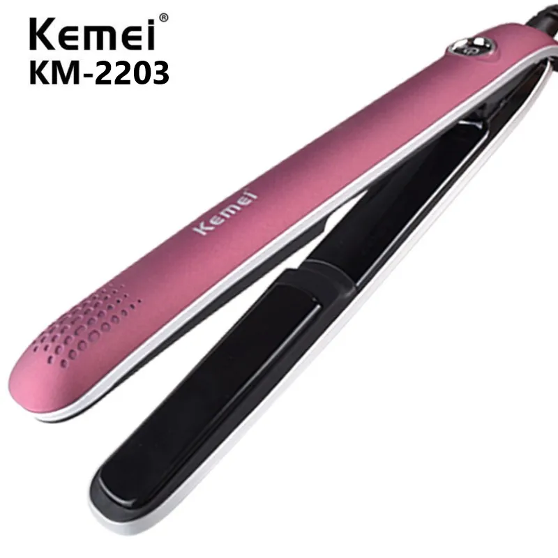 

Kemei Portable 2 in 1 Hair Straightener Iron Ceramic Coating Flat Irons Fast Heating Chapinha Hair Iron Curler Styling Tool