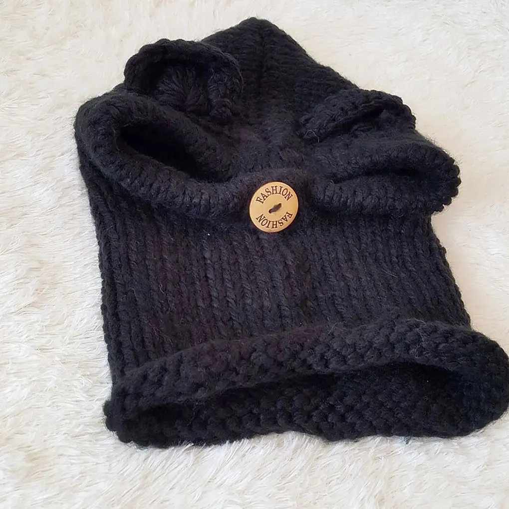 

Kids Children Warm Little Bear Animal Hat Knitted Coif Hood Scarf Cap Beanies for Autumn Winter