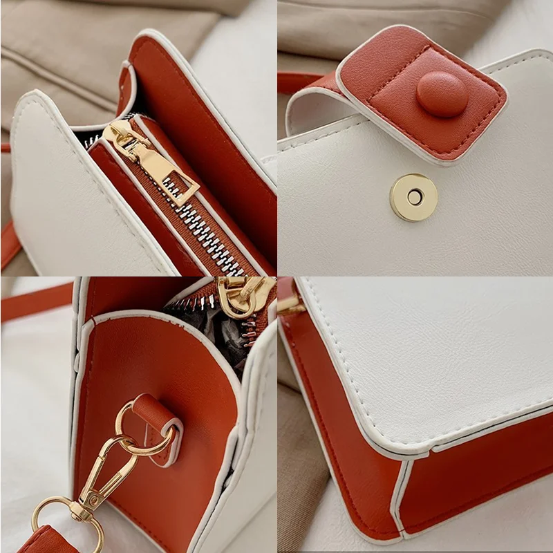 2022 Autumn  Winter New Women Small Square Bags Simple Fashion Contrast Color Shoulder Messenger Bag All-match