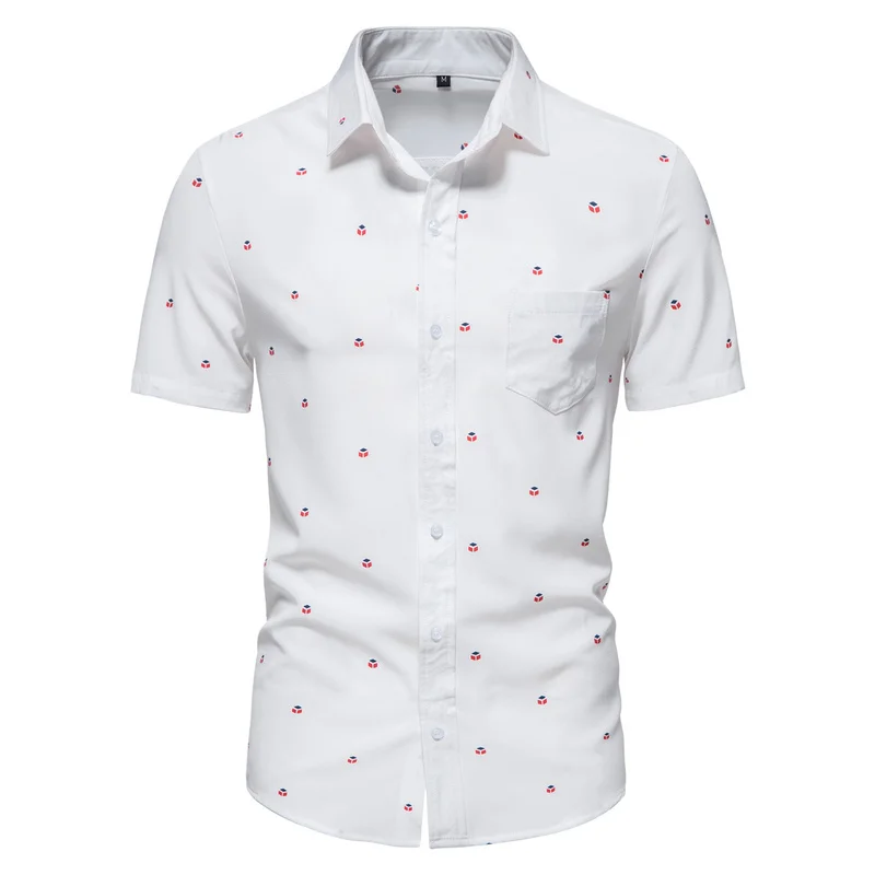 2022 Summer New Men's Fashion Printed Shirts Everyday Casual Shirts Business Office Shirts