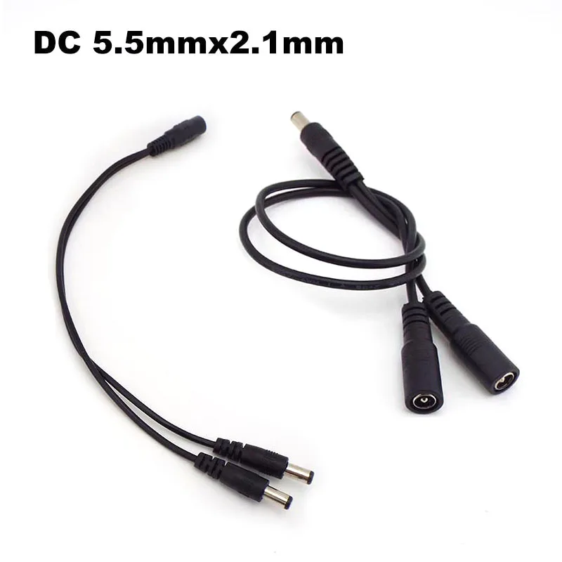 

DC 1 Male to 2 Female 2 Male 2 Way Power Adapter Cable 5.5mmx2.1mm Splitter Connector Plug Extension for LED Strip Light M20
