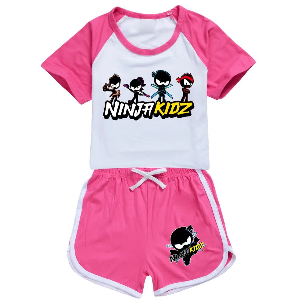 Фото Одежда NINJA KIDZ, комплекты одежды для маленьких мальчиков и девочек, летние повседневные футболки для бега для подростков, комплект из 2 предметов, детская спортивная одежда, костюмы, От 2 до 16 лет №2