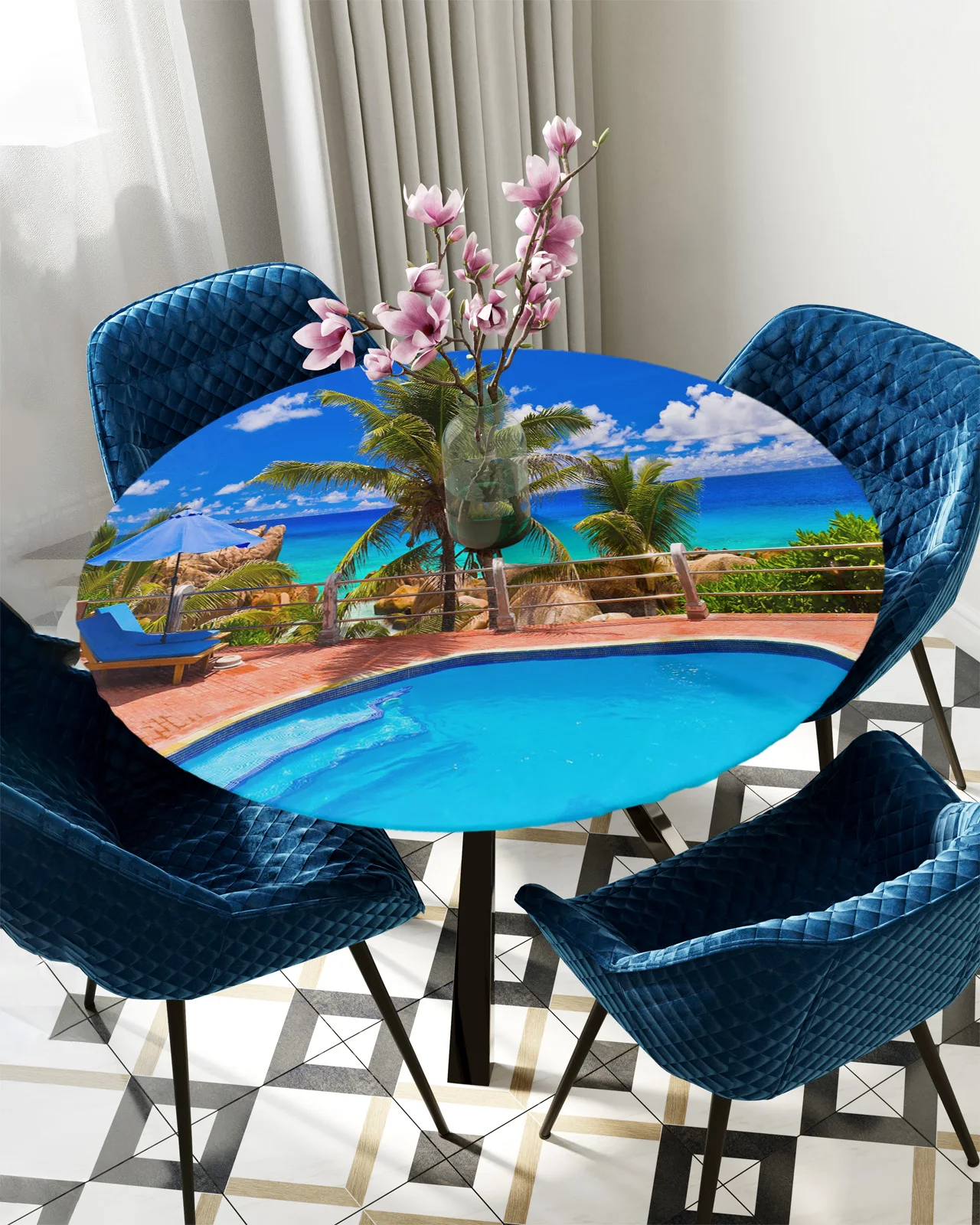 Home Kitchen Dining Room Waterproof Elastic Tablecloth