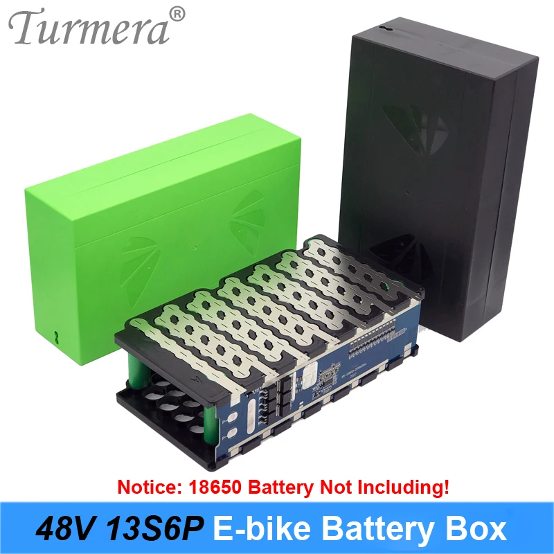 Turmera 13S6P 48V 52V E-bike Battery Box 18650 Holder with Welding Nickel 13S 20A BMS for E-scooter or Electric Bike Battery Use