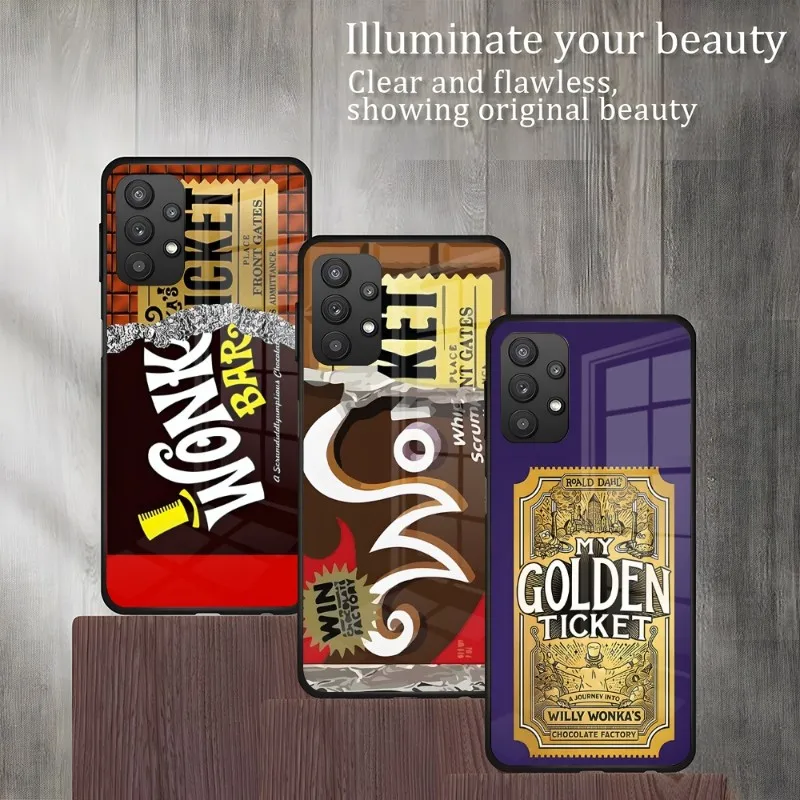 Чехол WONKA BAR для телефона с золотым билетом для Samsung A34 14 54 71 A21 A20 A31 A12 A51 A40 A81 A50 A42 A52 A22 A10 A32 A72 A30, стекло