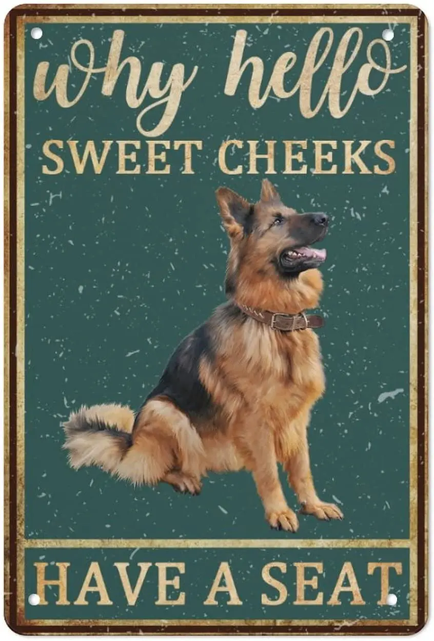 

Funny Bathroom Decor Why Hello Sweet Cheeks Have a Seat Metal Tin Sign Dog Bathtub Poster Yard Sign for Home Coffee Wall