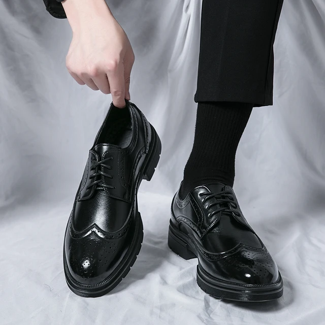 Handmade Men's Wingtip Oxford Shoes Black Leather Brogue Men's Formal Leather Shoes Classic Business Formal Men's Shoes 5