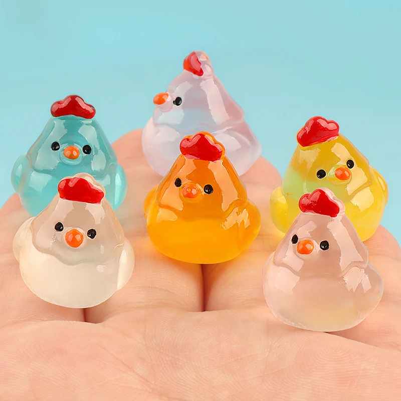 5 шт. миниатюрные фигурки цыплят из фосфоресцирующей смолы