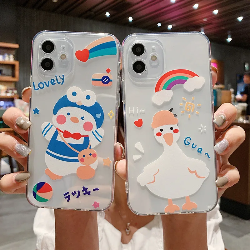 

Suitable for Apple 13 mobile phone case cartoon 7 / 8 duckling XR female 11pro lens full package 12promax protective cover