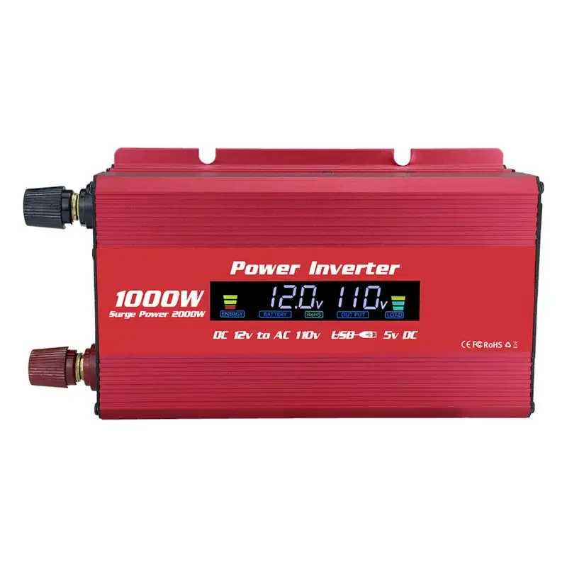 

1000W/2000W Car Power Inverter DC12V To AC110-220V Power Converter LED Sine Waving Car Converter For Travelling Camping Power