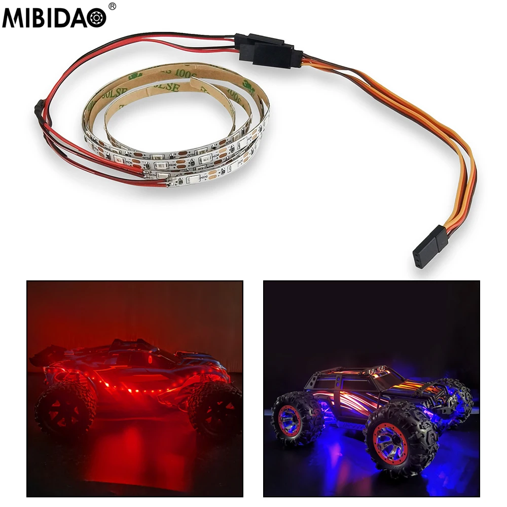 

MIBIDAO LED Lights Strip Spotlight Lamp For 1/10 Axial SCX10 90026 90046 TRX4 TRX6 Rustler Tamiya RC Crawler Car
