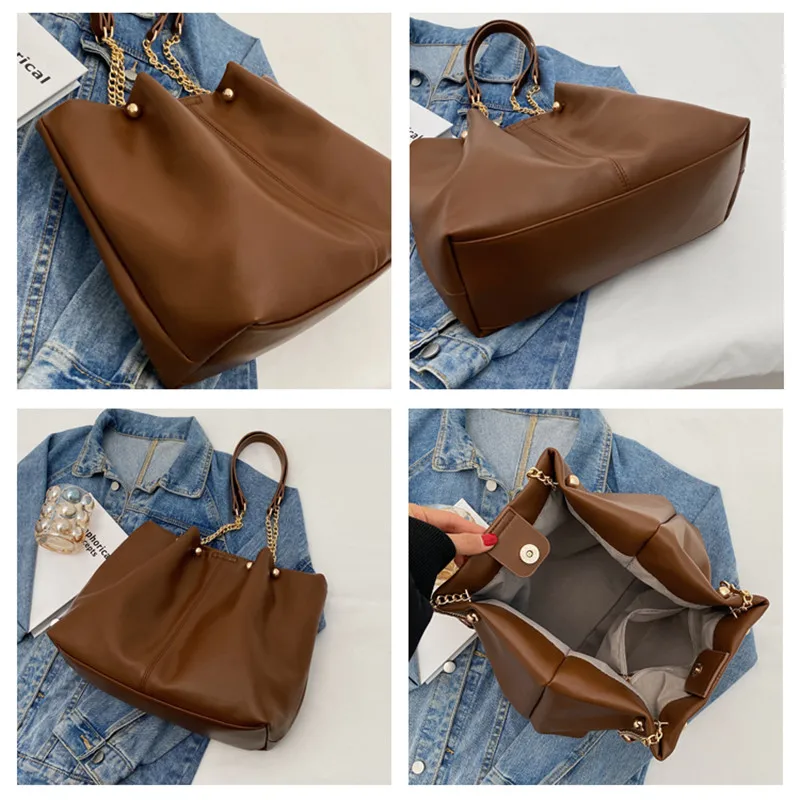 Large Capacity Women'S Bag Autumn/Winter Fashion Casual Shoulder Bag Texture Commuting Tote Bag