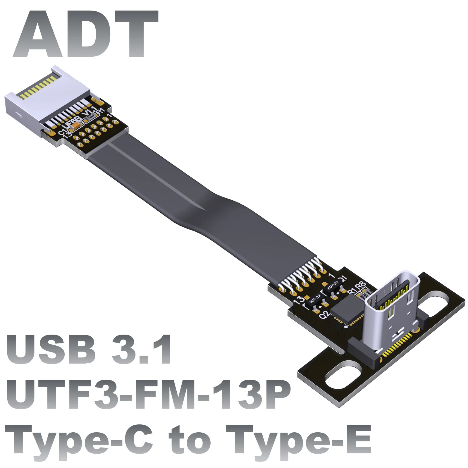 ADT-Link USB3.1 Extension cable with screw hole type-c to type-e port mainboard front and rear chassis baffle