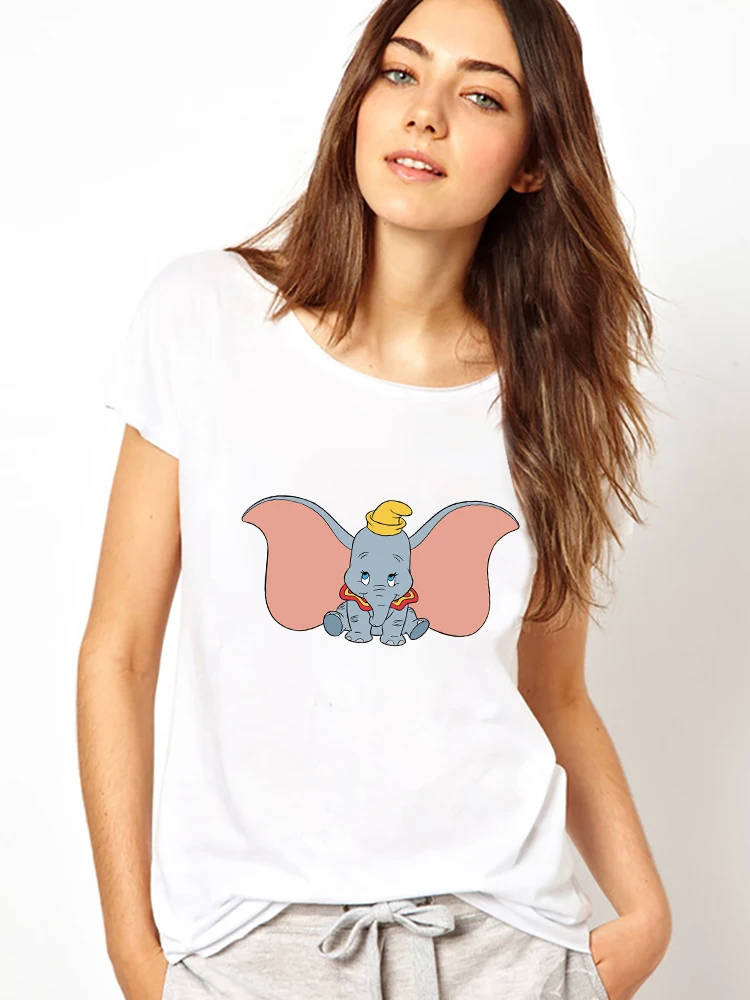 

Dumbo Tshirt Femme Summer Top Ulzzang Fashion Kawaii Harajuku T Shirts Young Casual Family Look France Disney Crewneck Wholesale