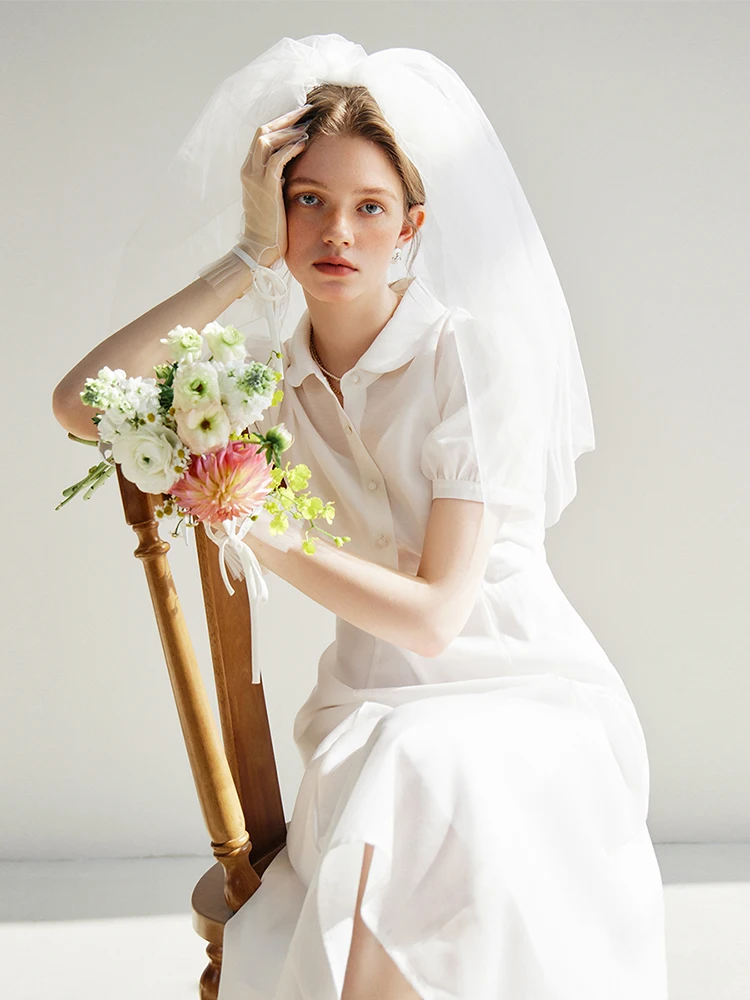 FSLE простой стиль французское белое женское летнее 2024 нишевое сертифицированное