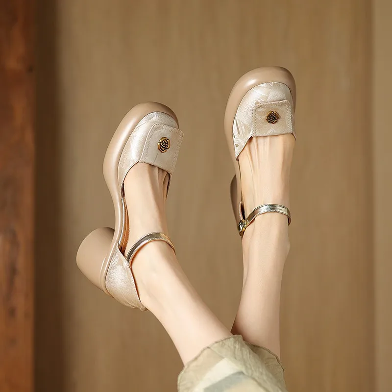 Сандалии женские на высоком каблуке повседневные босоножки с пряжкой и ремешком