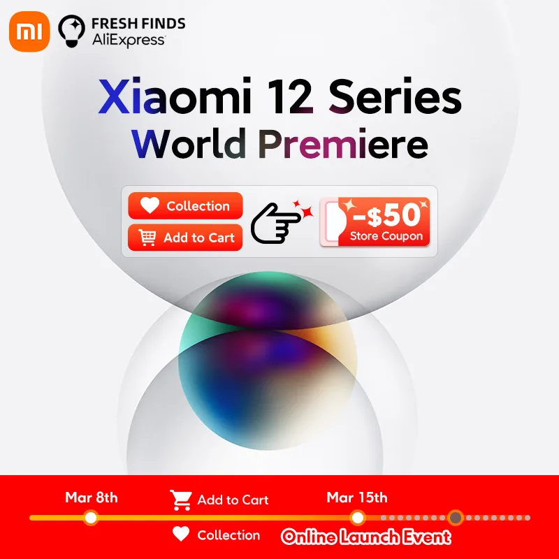 【Всемирная премьера 】 Xiaomi 12 серия глобальная Версия Телефона для смартфона (март 15th, 2022 20:00 GMT + 8 онлайн событие запуска) - ТОП 100 товаров марта