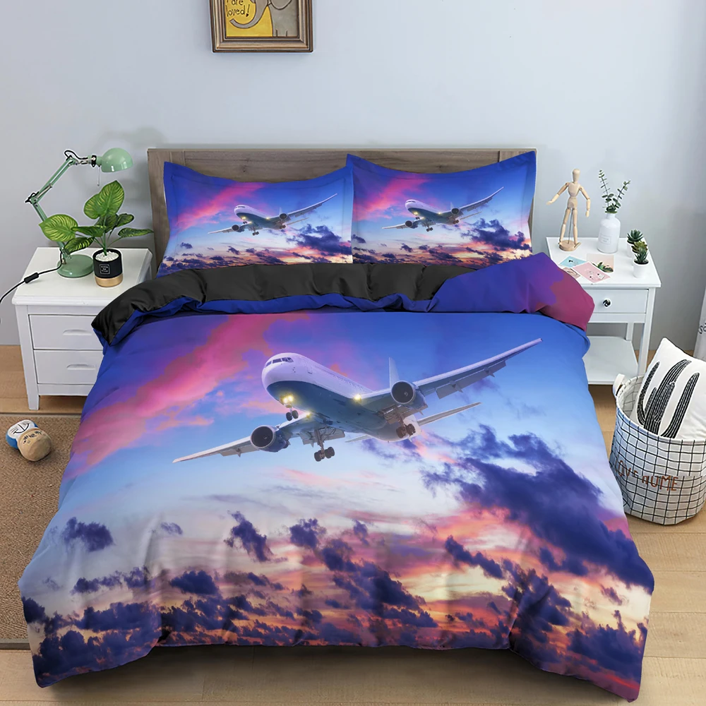 

Luxury 3d Aviation Aircraft Print Duvet Cover Queen/King Size Fly Airplane Bedding Set Quilt Covers For Boys Teens Bedroom Decor