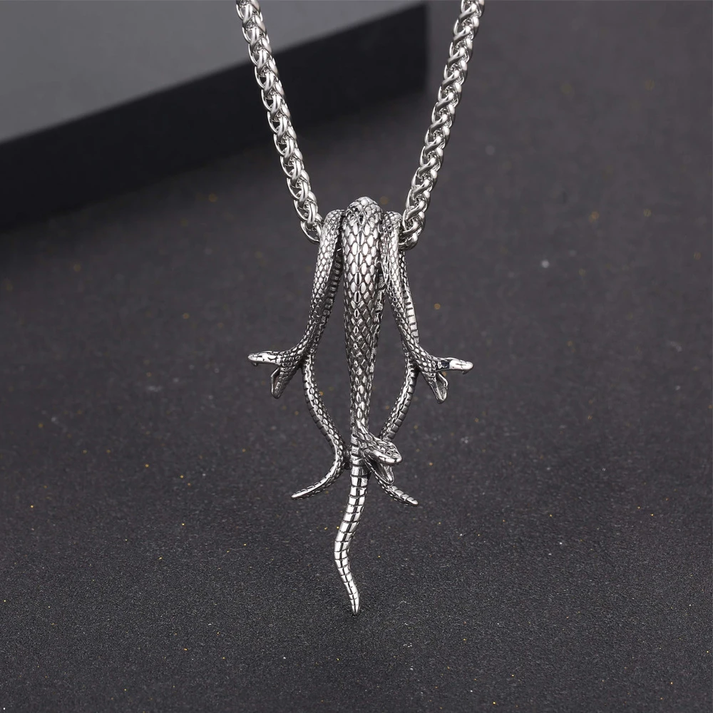 Цепочка с подвеской в виде змеи для мужчин и женщин готическое ожерелье из